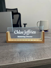 Personalised LED Acrylic Desk Name Sign The Crafty Bonobo Office Decor 4