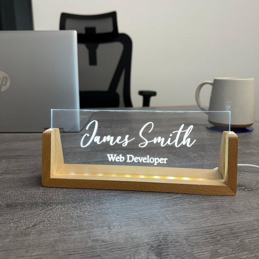 Personalised LED Acrylic Desk Name Sign The Crafty Bonobo The Crafty Bonobo Office Decor