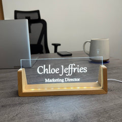 Personalised LED Acrylic Desk Name Sign The Crafty Bonobo Office Decor 9
