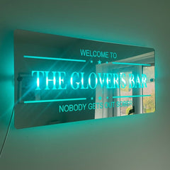 Personalised LED Bar Sign with remote | Light-Up Man Cave Mirror Sign The Crafty Bonobo The Crafty Bonobo LED Mirror Sign