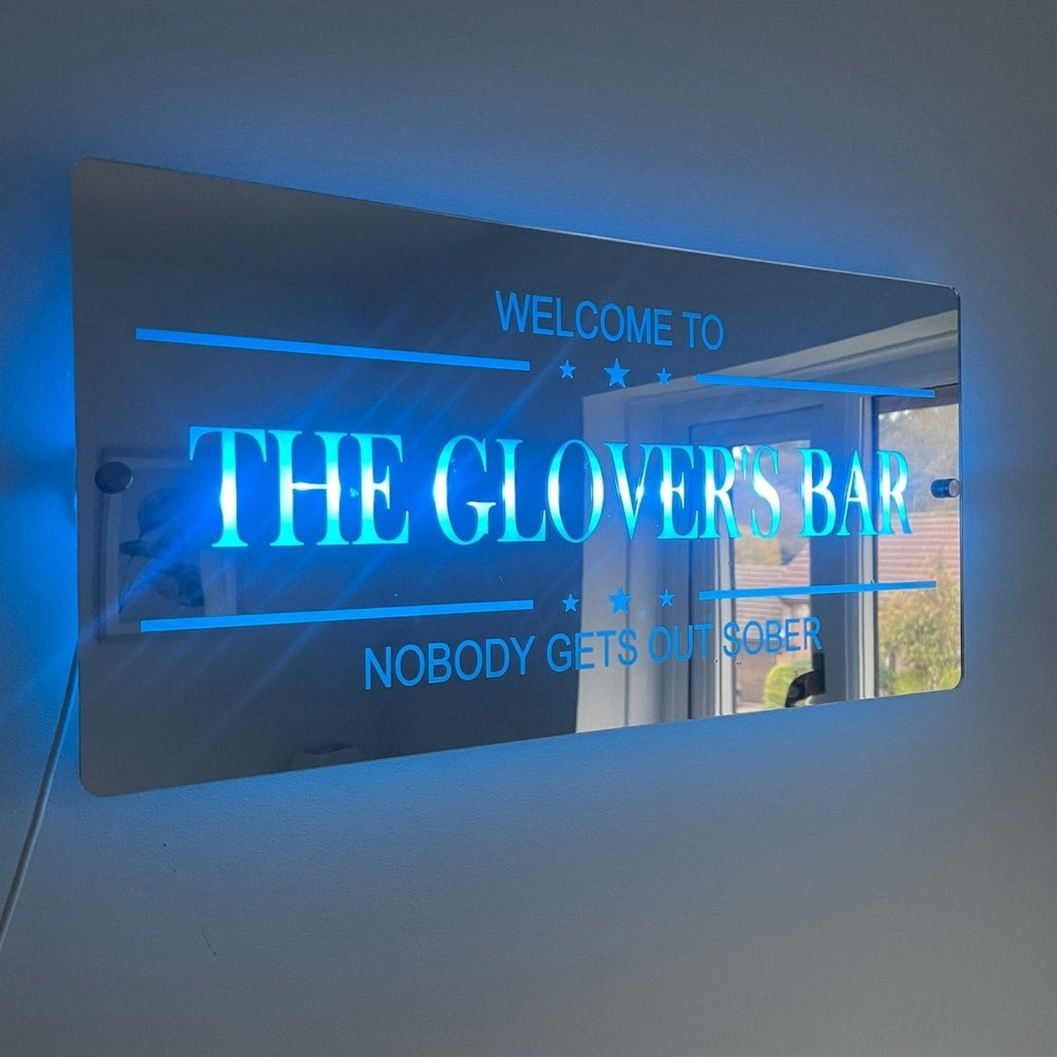 Sign Led Mirrow Personalised LED Bar Sign with remote | Light-Up Man Cave Mirror Sign ...