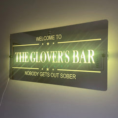 Personalised LED Bar Sign with remote | Light-Up Man Cave Mirror Sign The Crafty Bonobo The Crafty Bonobo LED Mirror Sign