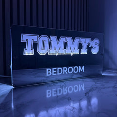 Personalised LED Bedroom Sign – Custom Name Light-Up Wall Plaque The Crafty Bonobo LED Mirror Sign 1
