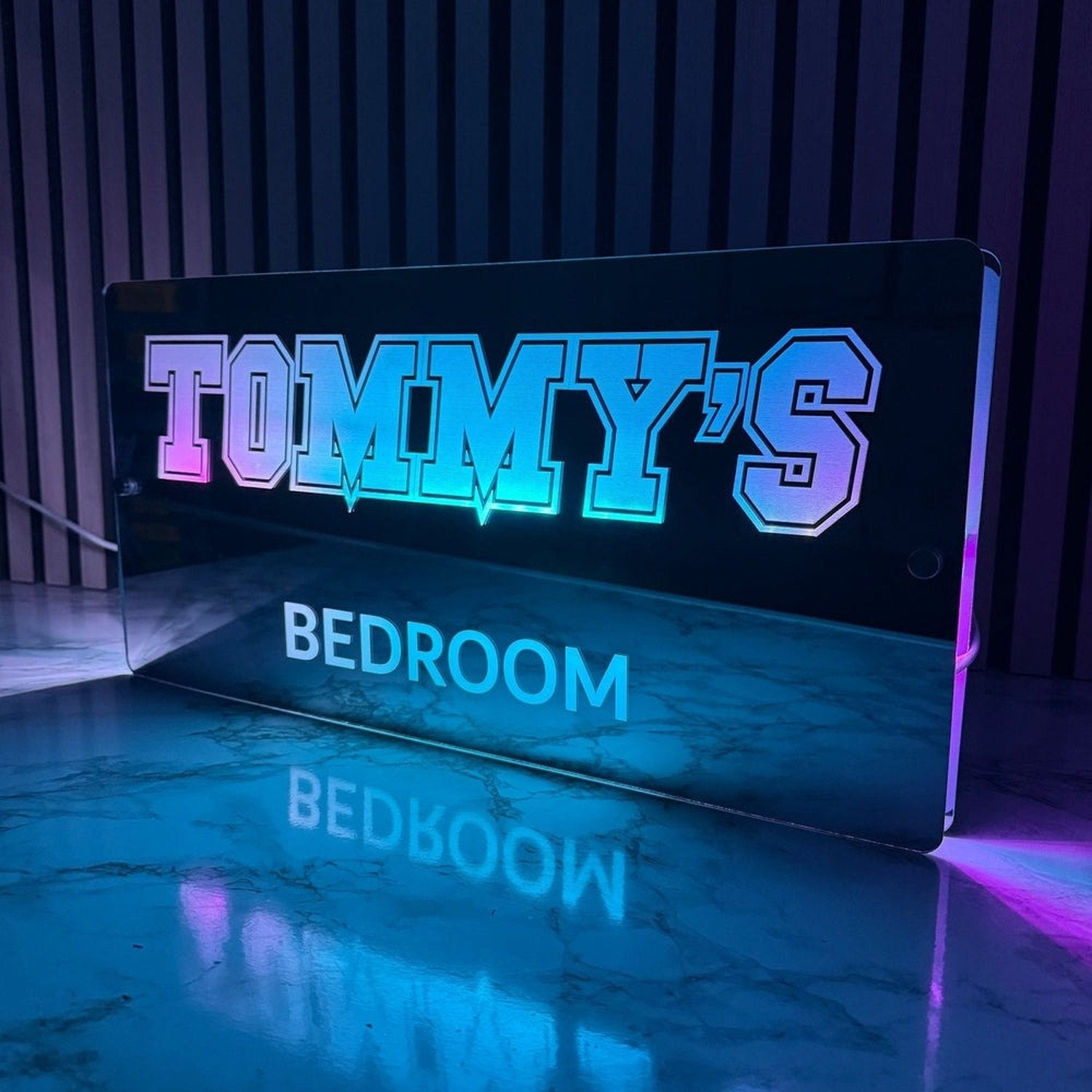 Personalised LED Bedroom Sign – Custom Name Light-Up Wall Plaque The Crafty Bonobo LED Mirror Sign 4