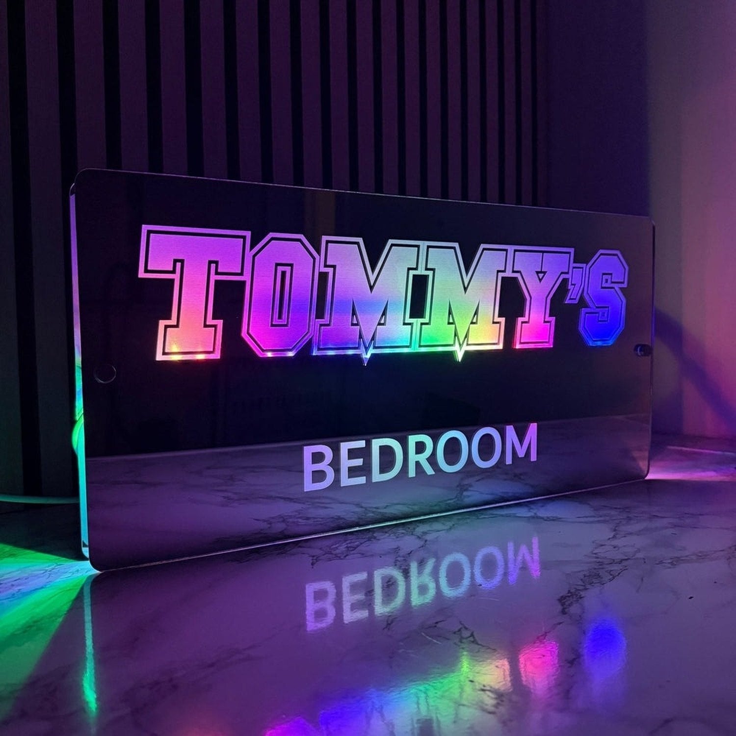 Personalised LED Bedroom Sign – Custom Name Light-Up Wall Plaque The Crafty Bonobo LED Mirror Sign 8