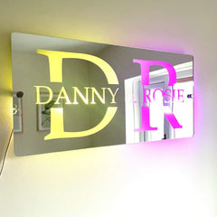 Personalised LED Couples Name Mirror The Crafty Bonobo LED Mirror Sign 1