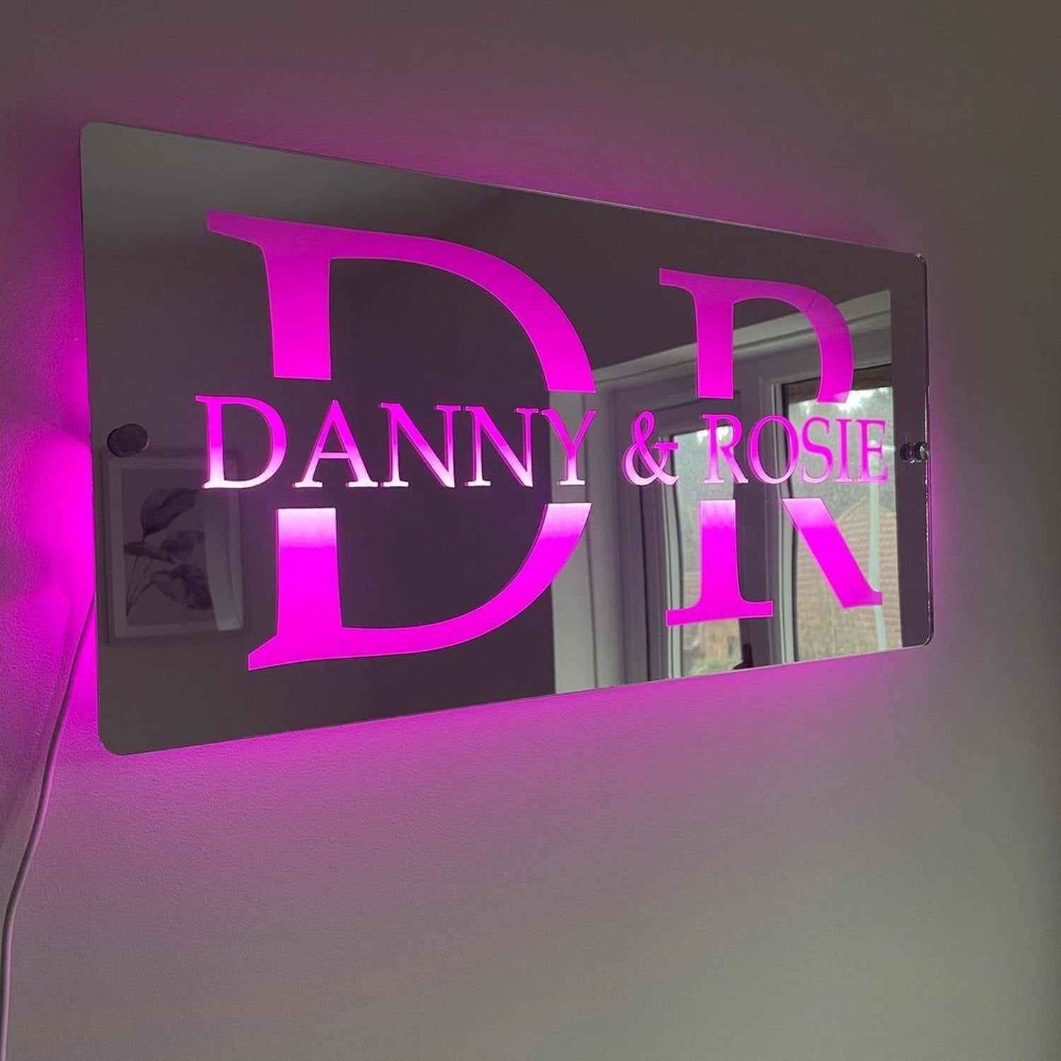 Personalised LED Couples Name Mirror The Crafty Bonobo LED Mirror Sign 7