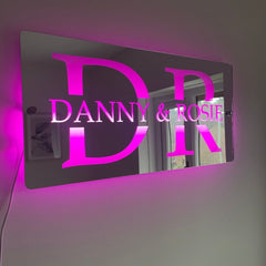 Personalised LED Couples Name Mirror The Crafty Bonobo LED Mirror Sign 7