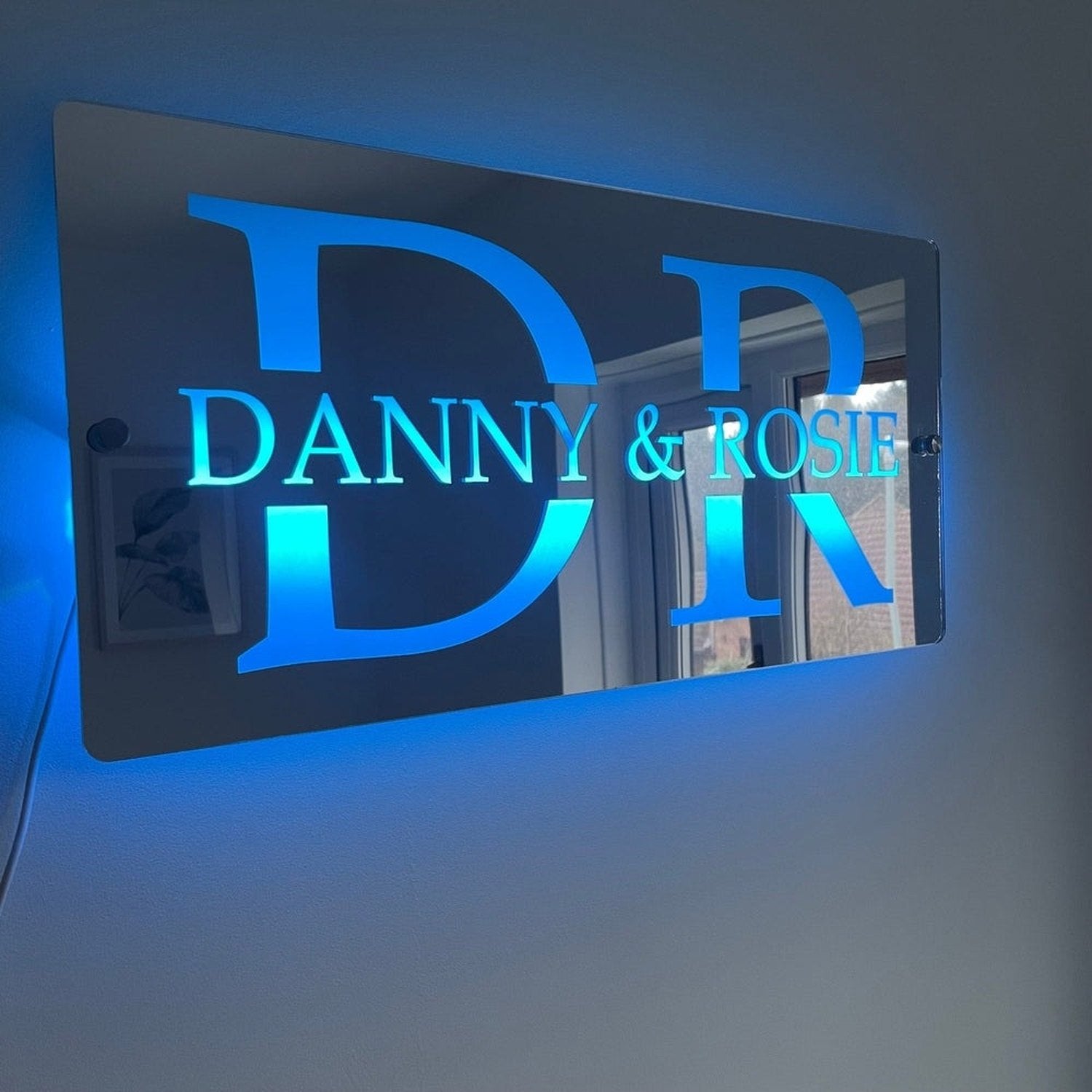 Personalised LED Couples Name Mirror The Crafty Bonobo LED Mirror Sign 6