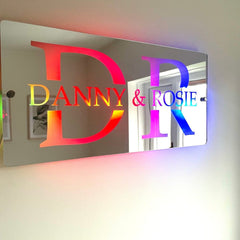 Personalised LED Couples Name Mirror The Crafty Bonobo LED Mirror Sign 5