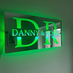 Personalised LED Couples Name Mirror The Crafty Bonobo LED Mirror Sign 11