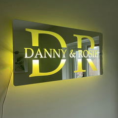 Personalised LED Couples Name Mirror The Crafty Bonobo LED Mirror Sign 9
