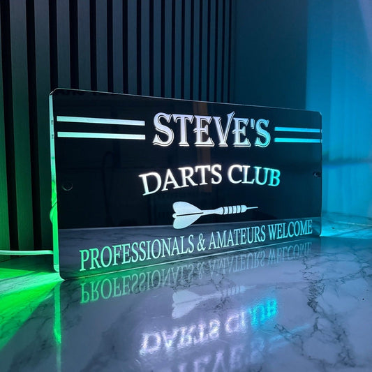 Personalised LED Dart Club Mirror with remote | Darts Sign The Crafty Bonobo The Crafty Bonobo LED Mirror Sign