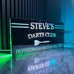 Personalised LED Dart Club Mirror with remote | Darts Sign The Crafty Bonobo LED Mirror Sign 1