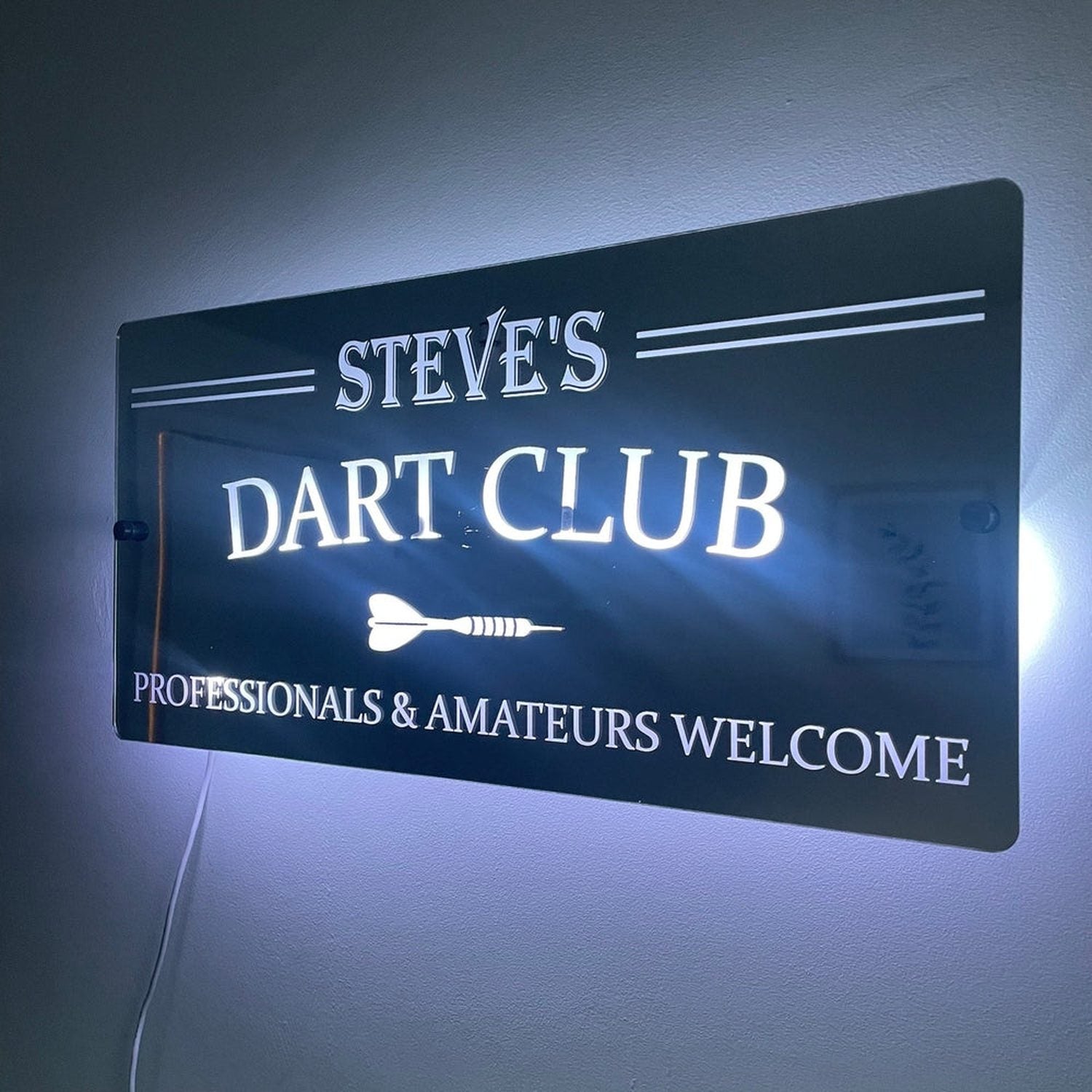 Personalised LED Dart Club Mirror with remote | Darts Sign The Crafty Bonobo LED Mirror Sign 10