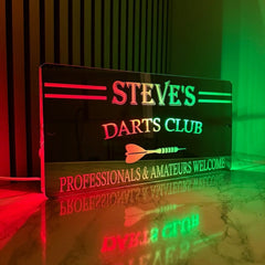 Personalised LED Dart Club Mirror with remote | Darts Sign The Crafty Bonobo LED Mirror Sign 7