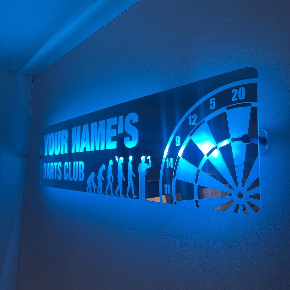Personalised LED Darts Club Sign 🎯 | Darts Decor The Crafty Bonobo The Crafty Bonobo LED Mirror Sign