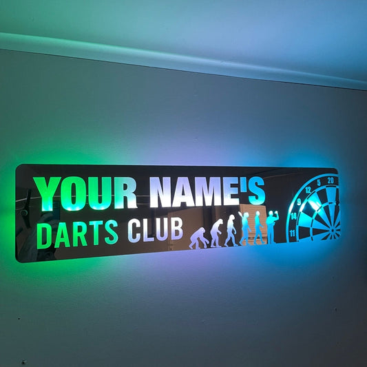 Personalised LED Darts Club Sign 🎯 | Darts Decor The Crafty Bonobo The Crafty Bonobo LED Mirror Sign