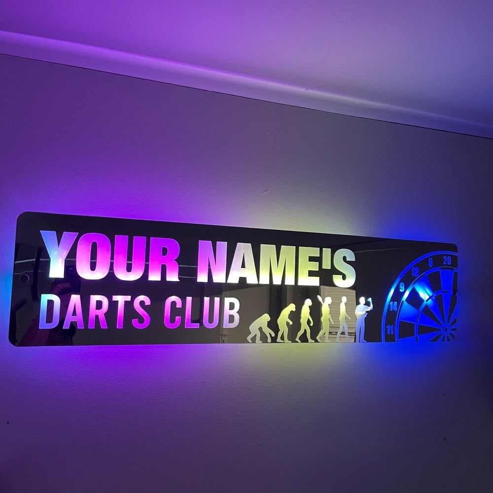 Personalised LED Darts Club Sign 🎯 | Darts Decor The Crafty Bonobo The Crafty Bonobo LED Mirror Sign
