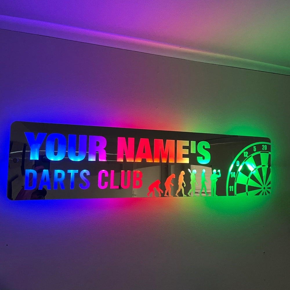 Personalised LED Darts Club Sign 🎯 | Darts Decor The Crafty Bonobo The Crafty Bonobo LED Mirror Sign