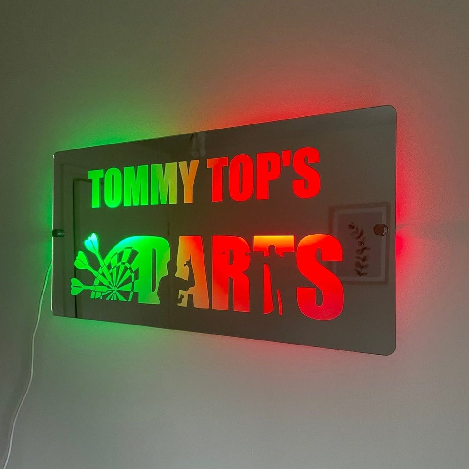 Personalised LED Darts Mirror | Darts Sign The Crafty Bonobo LED Mirror Sign 7