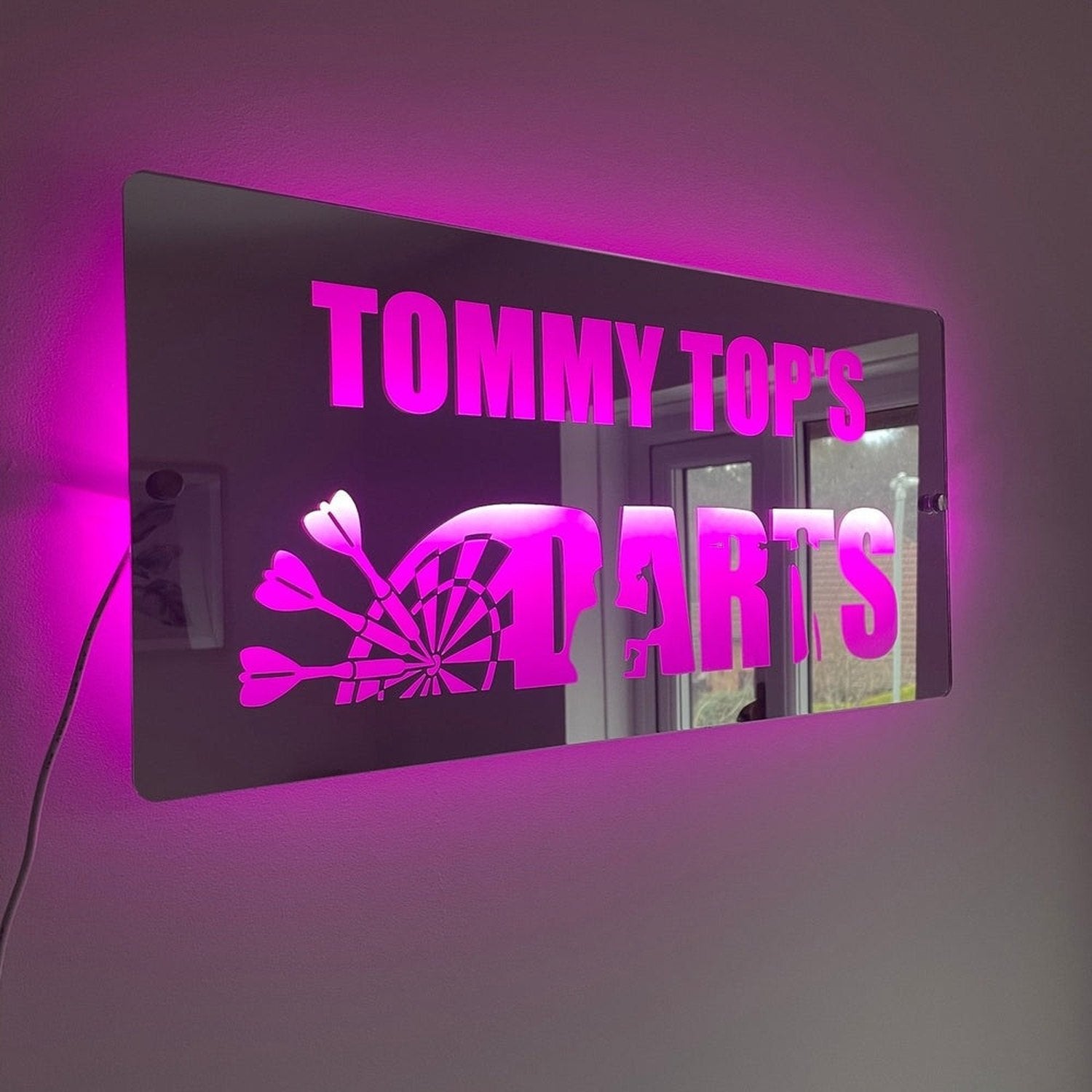 Personalised LED Darts Mirror | Darts Sign The Crafty Bonobo LED Mirror Sign 5