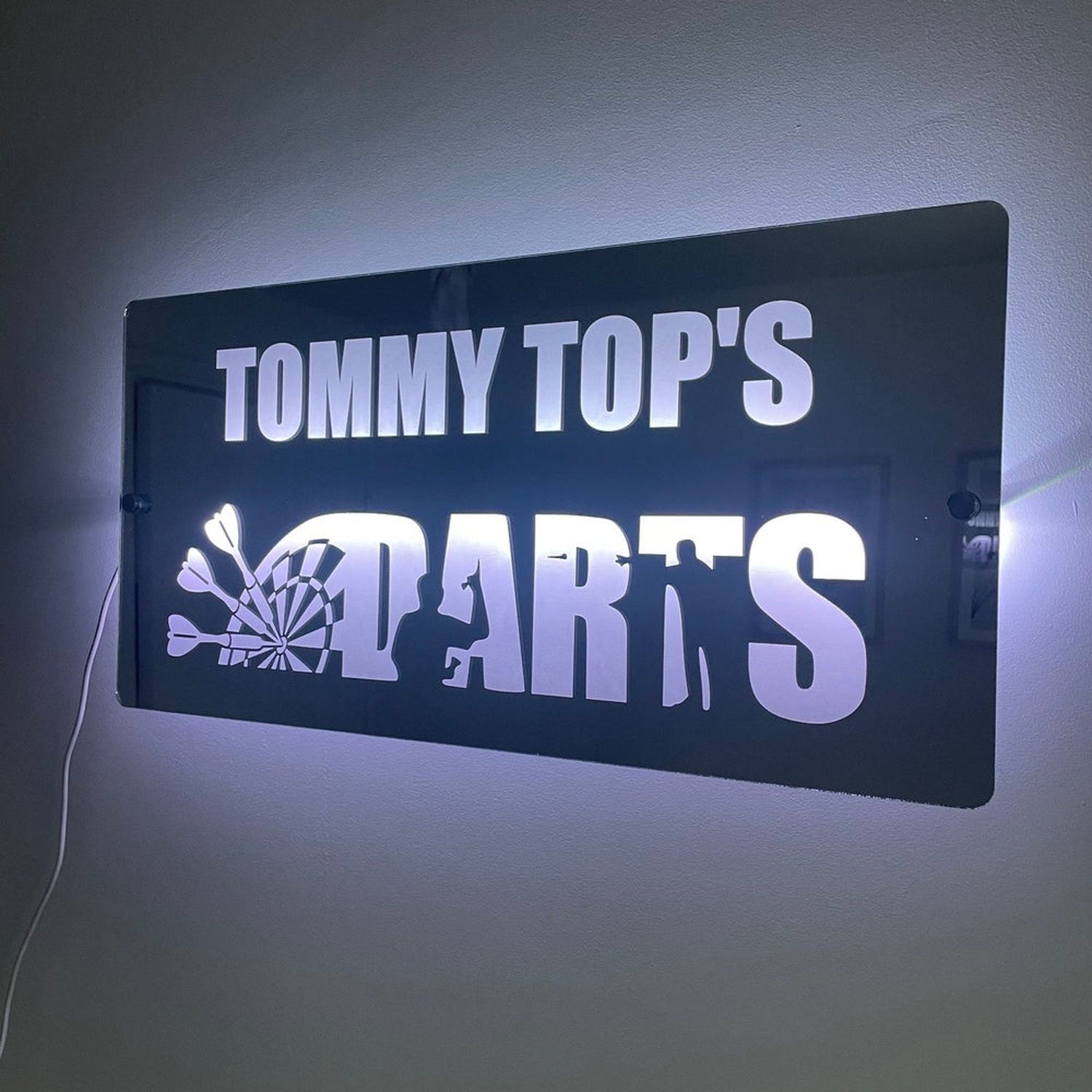Personalised LED Darts Mirror | Darts Sign The Crafty Bonobo LED Mirror Sign 2