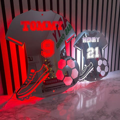 Personalised LED Football Shirt Mirror – Custom Decor for Young Football Fans The Crafty Bonobo LED Mirror Sign 1