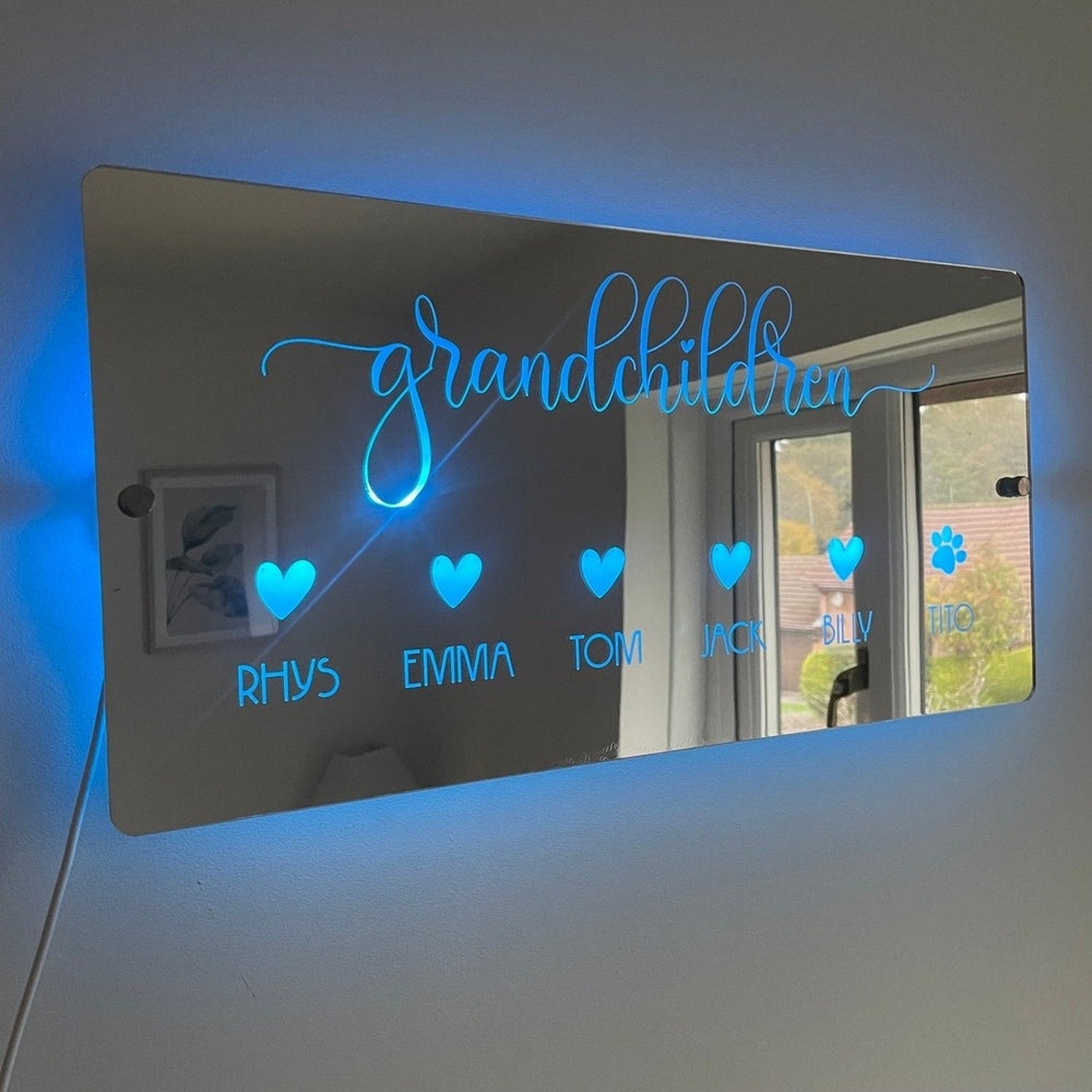 Personalised LED Grandchildren Name Mirror with remote | Gift Ideas For Grandparents The Crafty Bonobo LED Mirror Sign 8
