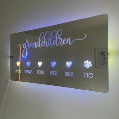 Personalised LED Grandchildren Name Mirror with remote | Gift Ideas For Grandparents The Crafty Bonobo LED Mirror Sign 9