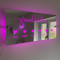 Personalised LED Grandchildren Name Mirror with remote | Gift Ideas For Grandparents The Crafty Bonobo LED Mirror Sign 7