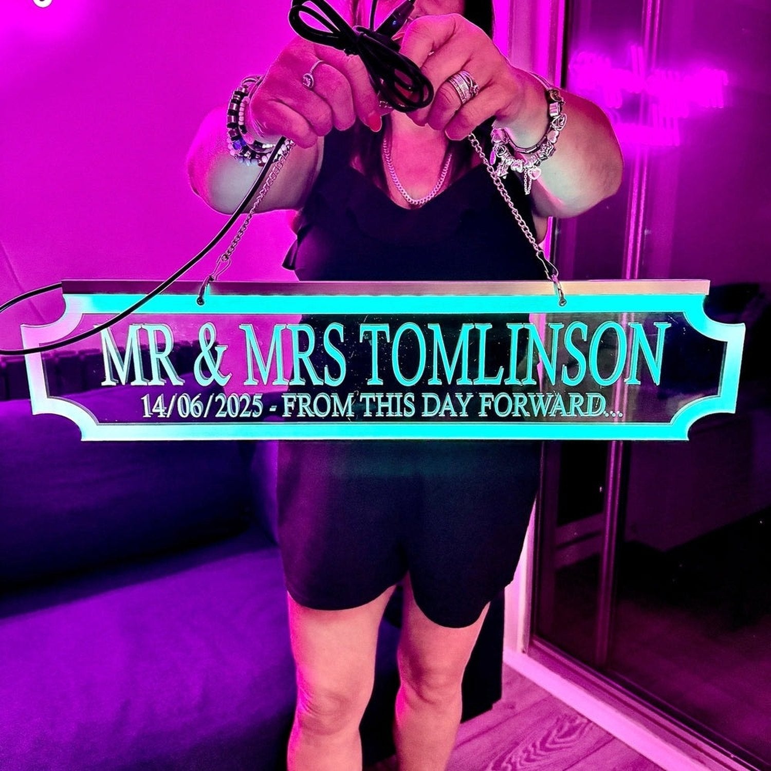Personalised LED Hanging Sign | Illuminated Street Sign | Light-Up Wedding Gift Plaque The Crafty Bonobo Street Sign 1