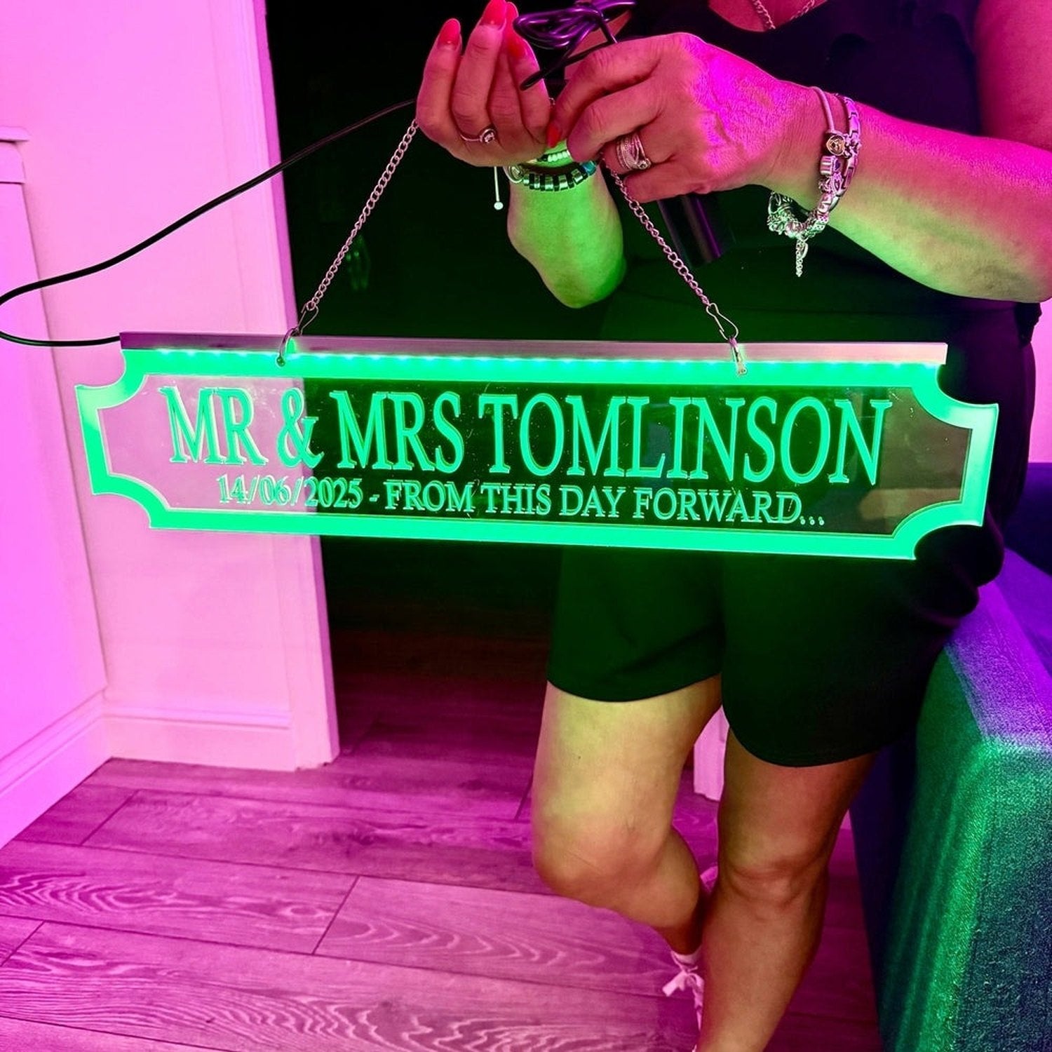 Personalised LED Hanging Sign | Illuminated Street Sign | Light-Up Wedding Gift Plaque The Crafty Bonobo Street Sign 5
