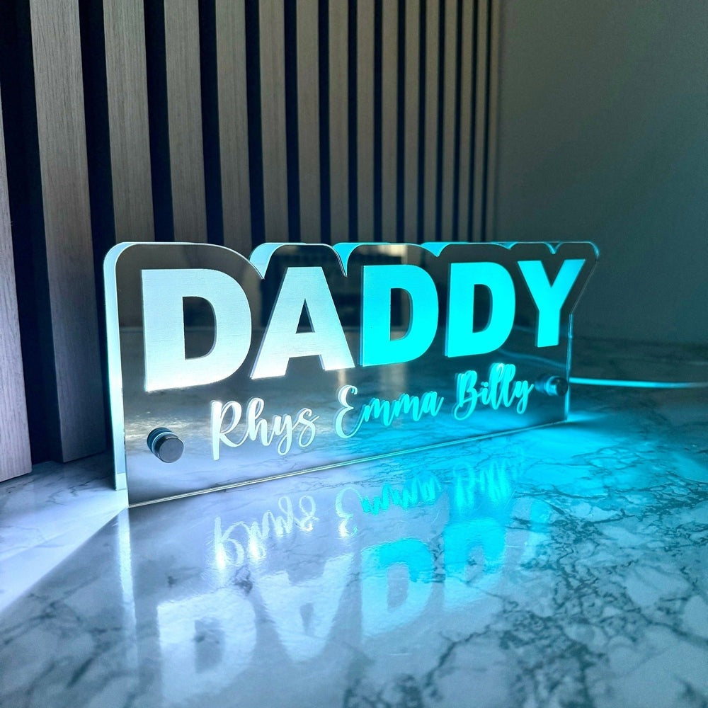 ✨ Personalised LED Mirror Name Sign – Father’s Day Gift from the Kids The Crafty Bonobo The Crafty Bonobo 