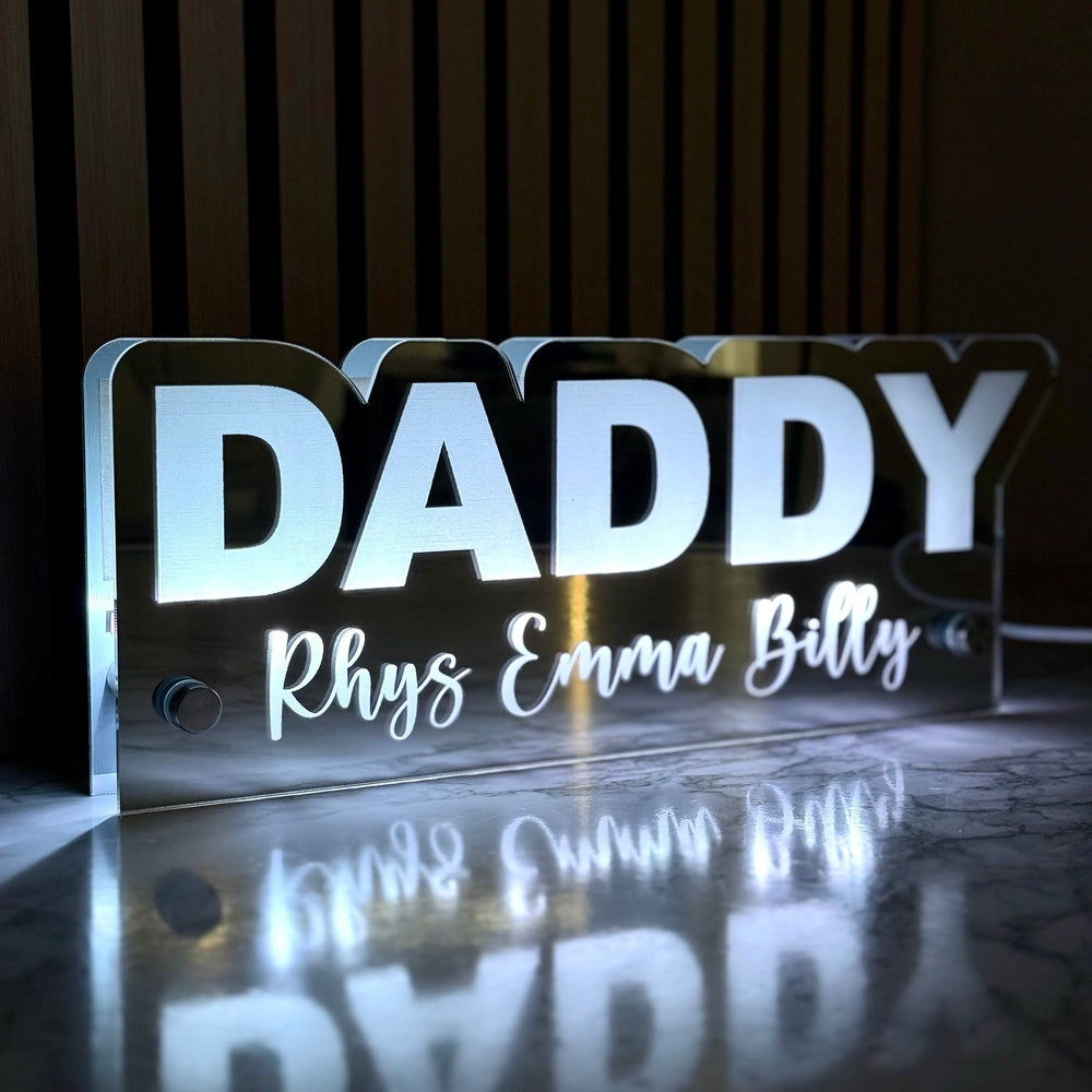 ✨ Personalised LED Mirror Name Sign – Father’s Day Gift from the Kids The Crafty Bonobo The Crafty Bonobo 
