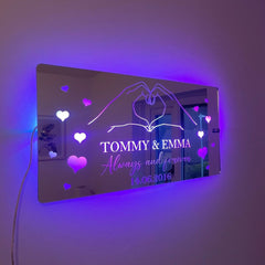 Personalised LED Mirror Sign – Custom Name & Date | Romantic Anniversary & Valentine’s Gift | RGB Lights & USB Powered The Crafty Bonobo LED Mirror Sign 7