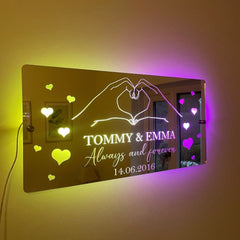 Personalised LED Mirror Sign – Custom Name & Date | Romantic Anniversary & Valentine’s Gift | RGB Lights & USB Powered The Crafty Bonobo LED Mirror Sign 9