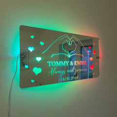 Personalised LED Mirror Sign – Custom Name & Date | Romantic Anniversary & Valentine’s Gift | RGB Lights & USB Powered The Crafty Bonobo LED Mirror Sign 10