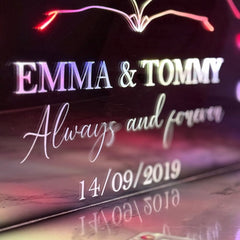 Personalised LED Mirror Sign – Custom Name & Date | Romantic Anniversary & Valentine’s Gift | RGB Lights & USB Powered The Crafty Bonobo LED Mirror Sign 16