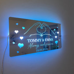 Personalised LED Mirror Sign – Custom Name & Date | Romantic Anniversary & Valentine’s Gift | RGB Lights & USB Powered The Crafty Bonobo LED Mirror Sign 8