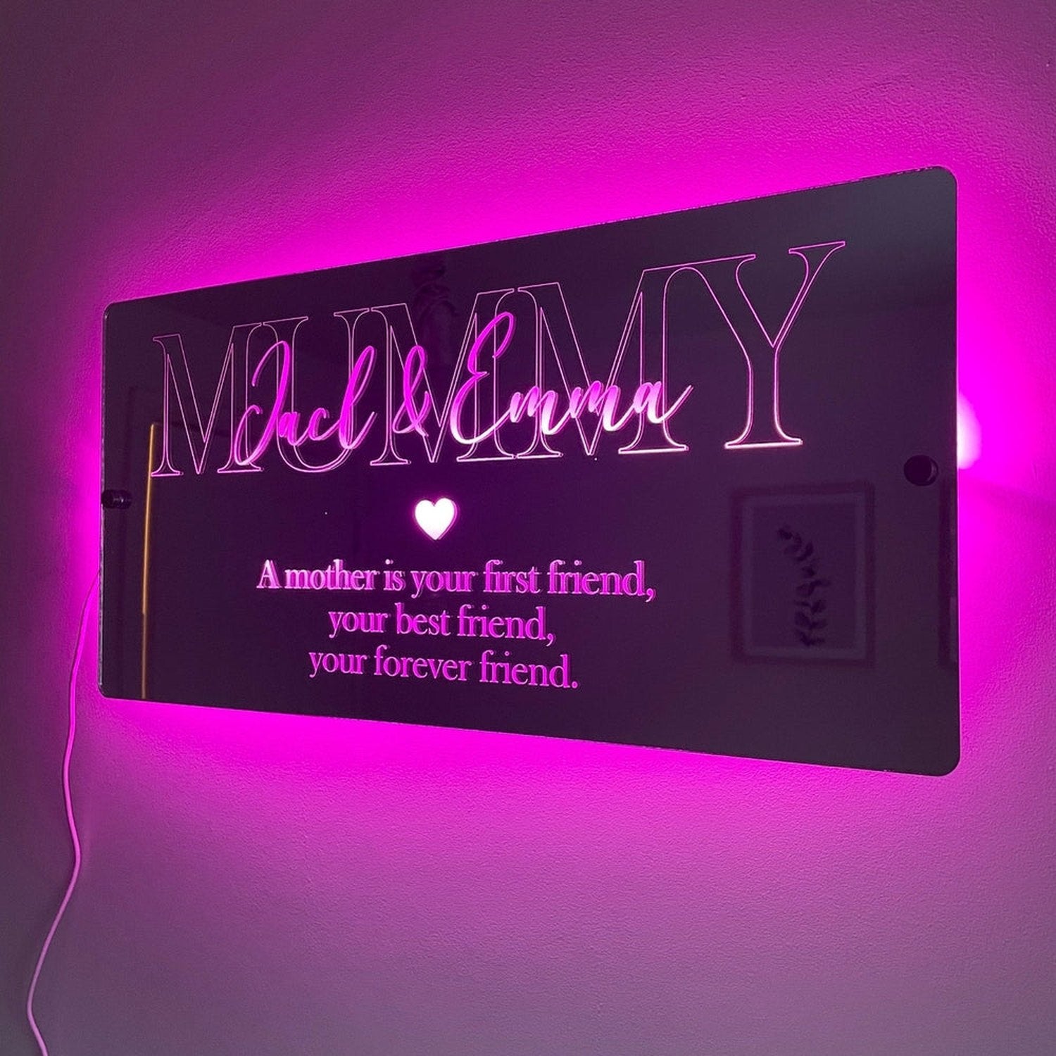 Personalised LED Mother’s Mirror | Gift For Mum The Crafty Bonobo LED Mirror Sign 2