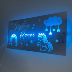 Personalised LED Name mirror | Unicorn & Rainbow theme The Crafty Bonobo LED Mirror Sign 6