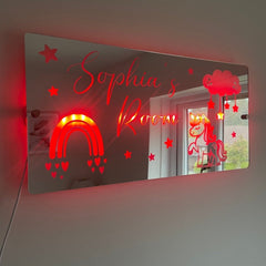 Personalised LED Name mirror | Unicorn & Rainbow theme The Crafty Bonobo LED Mirror Sign 7