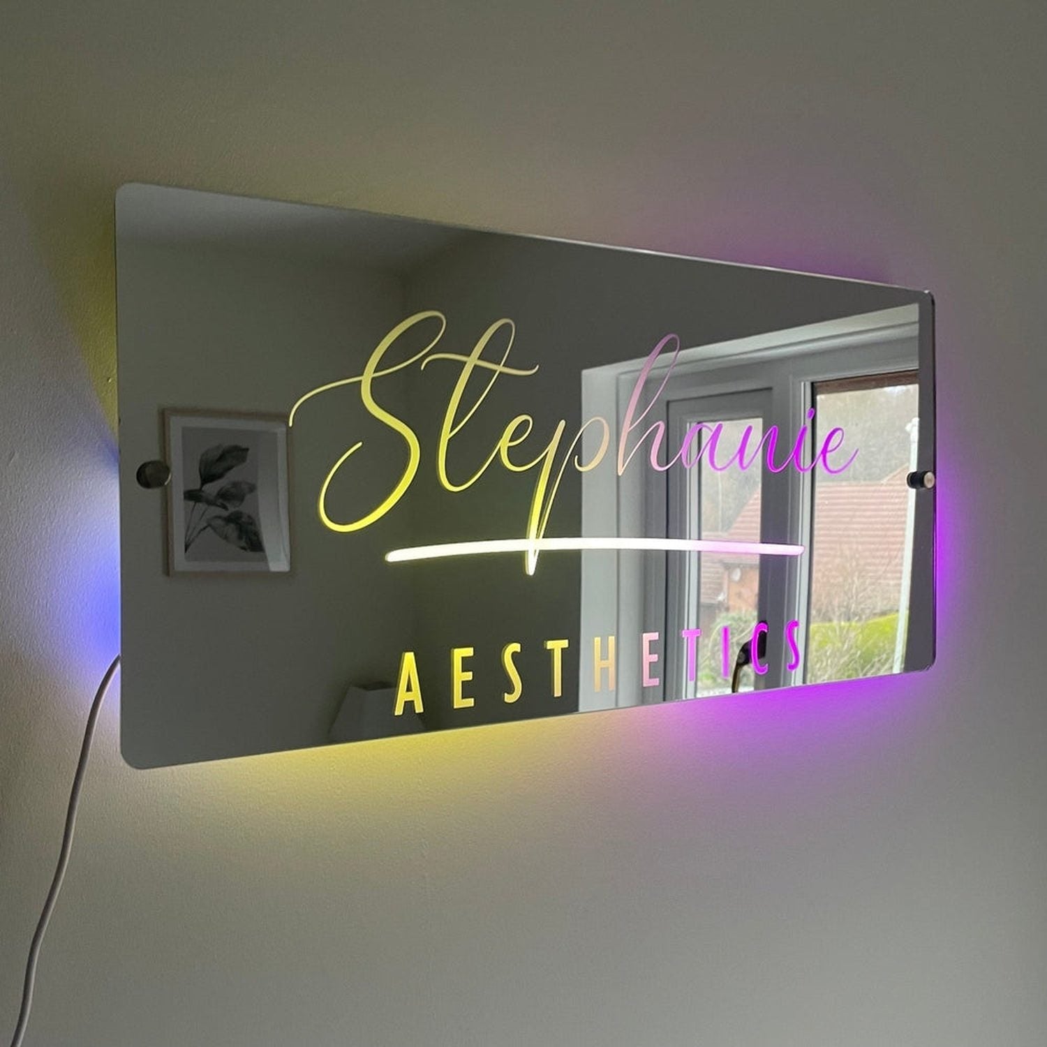 Personalised LED Salon Mirror Sign – Custom Light-Up Business Name Sign for Hairdresser, Nail Tech, Lash Artist or Beauty Room Decor The Crafty Bonobo LED Mirror Sign 11