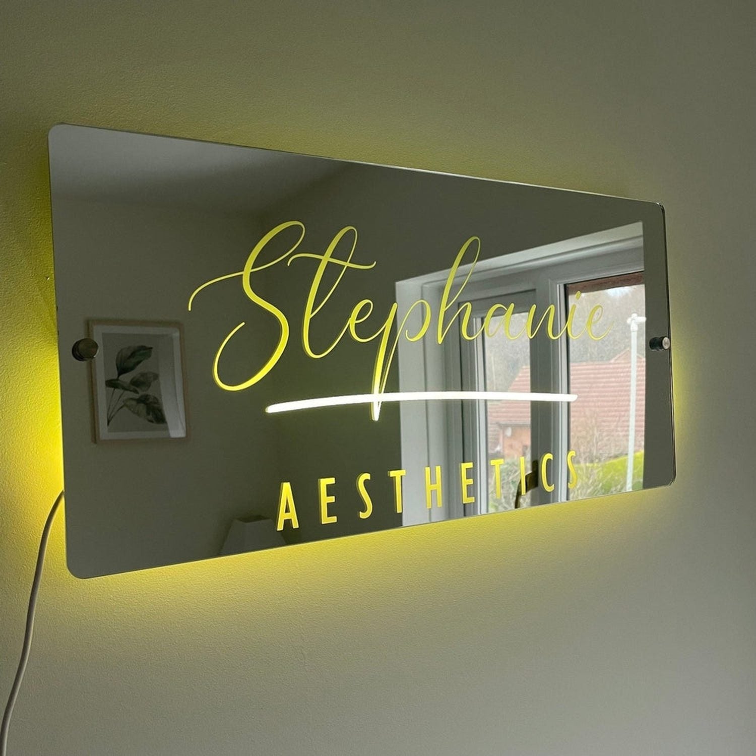 Personalised LED Salon Mirror Sign – Custom Light-Up Business Name Sign for Hairdresser, Nail Tech, Lash Artist or Beauty Room Decor The Crafty Bonobo LED Mirror Sign 6
