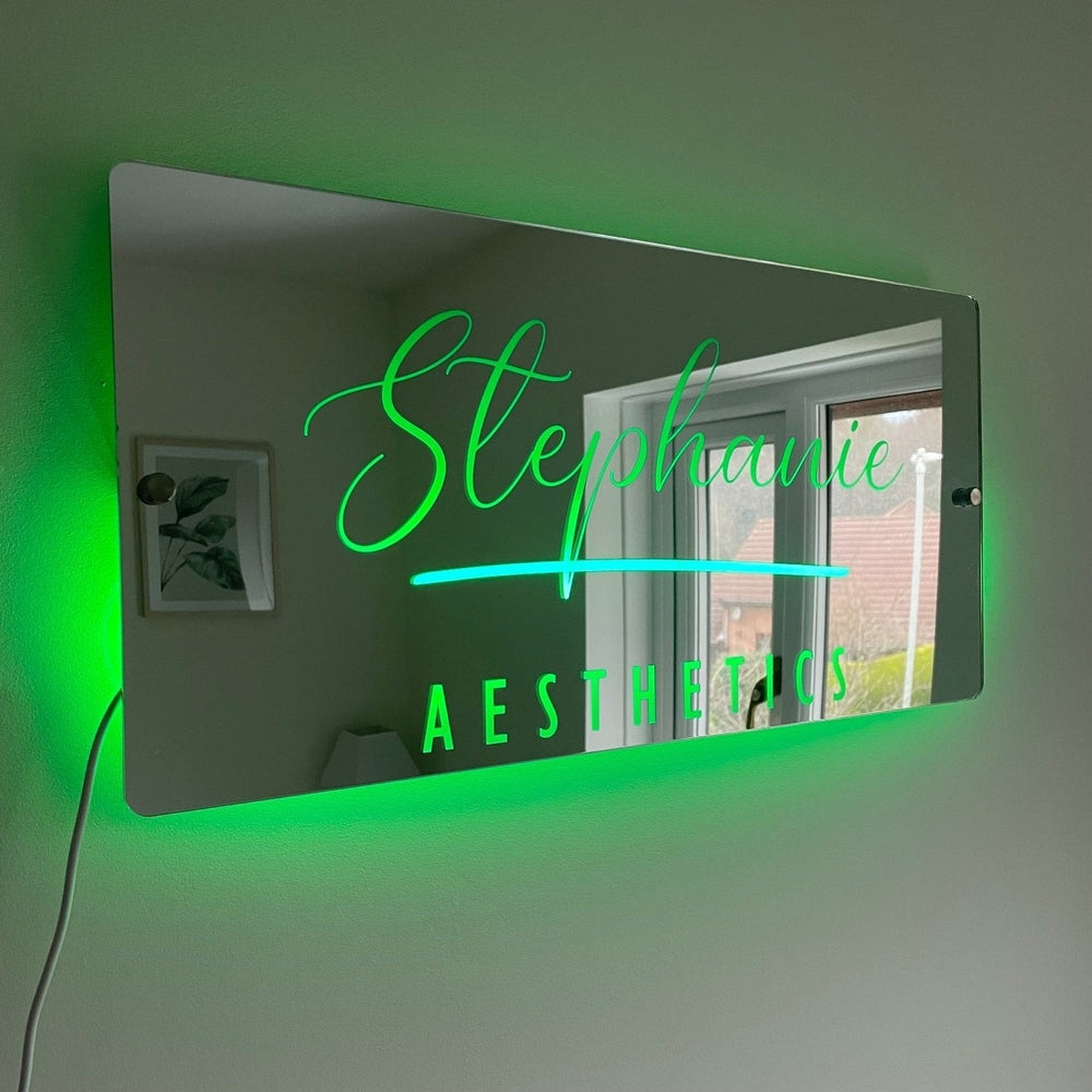 Personalised LED Salon Mirror Sign – Custom Light-Up Business Name Sign for Hairdresser, Nail Tech, Lash Artist or Beauty Room Decor The Crafty Bonobo LED Mirror Sign 10