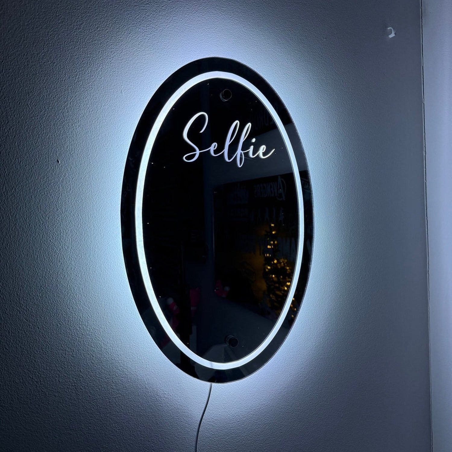 Personalised LED Selfie Mirror – Custom Name Light-Up Wall Mirror The Crafty Bonobo LED Mirror Sign 4