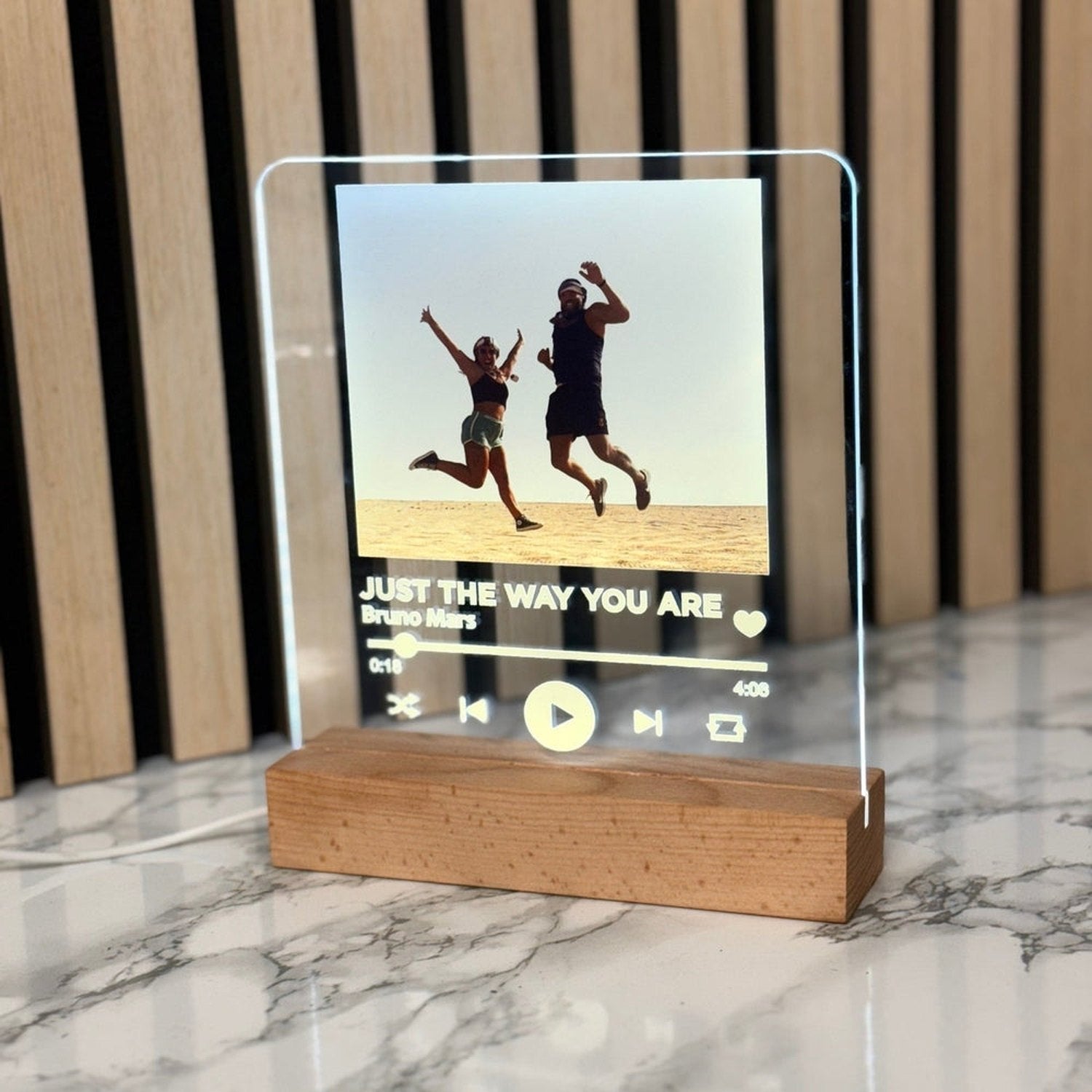 Personalised LED Spotify Plaque – Custom Photo & Song Display with Wooden Base The Crafty Bonobo LED Signs 1
