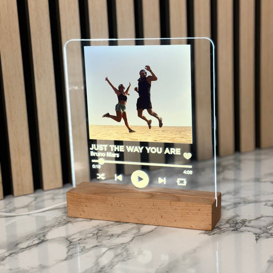 Personalised LED Spotify Plaque – Custom Photo & Song Display with Wooden Base The Crafty Bonobo The Crafty Bonobo LED Signs
