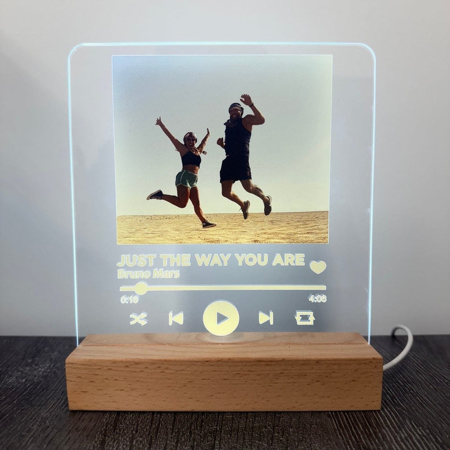 Personalised LED Spotify Plaque – Custom Photo & Song Display with Wooden Base The Crafty Bonobo LED Signs 4